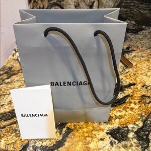 Balenciaga Light Gray Logo Gift Bag with Black Rope Handles